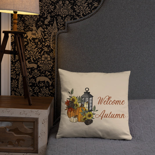 Welcome Autumn Lantern Pillow