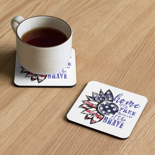 Home of the Brave Cork-Back Coaster