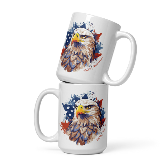 Anniversary Eagle White glossy mug