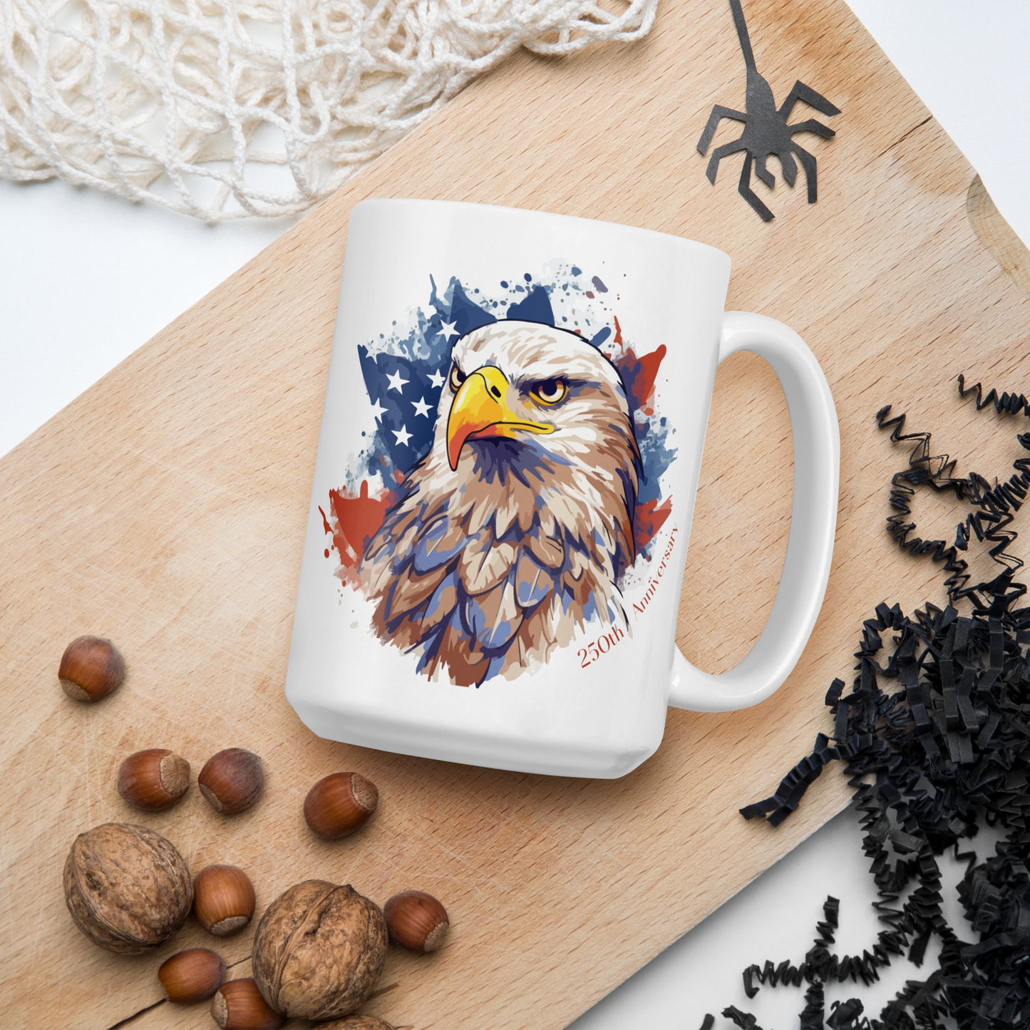 Anniversary Eagle White glossy mug