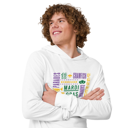 Mardi Gras Vibe Hooded Long Sleeve Tee