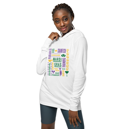 Mardi Gras Vibe Hooded Long Sleeve Tee
