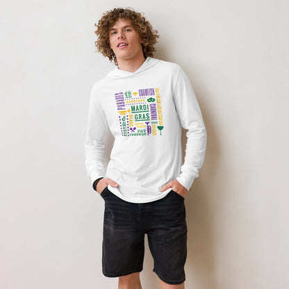 Mardi Gras Vibe Hooded Long Sleeve Tee