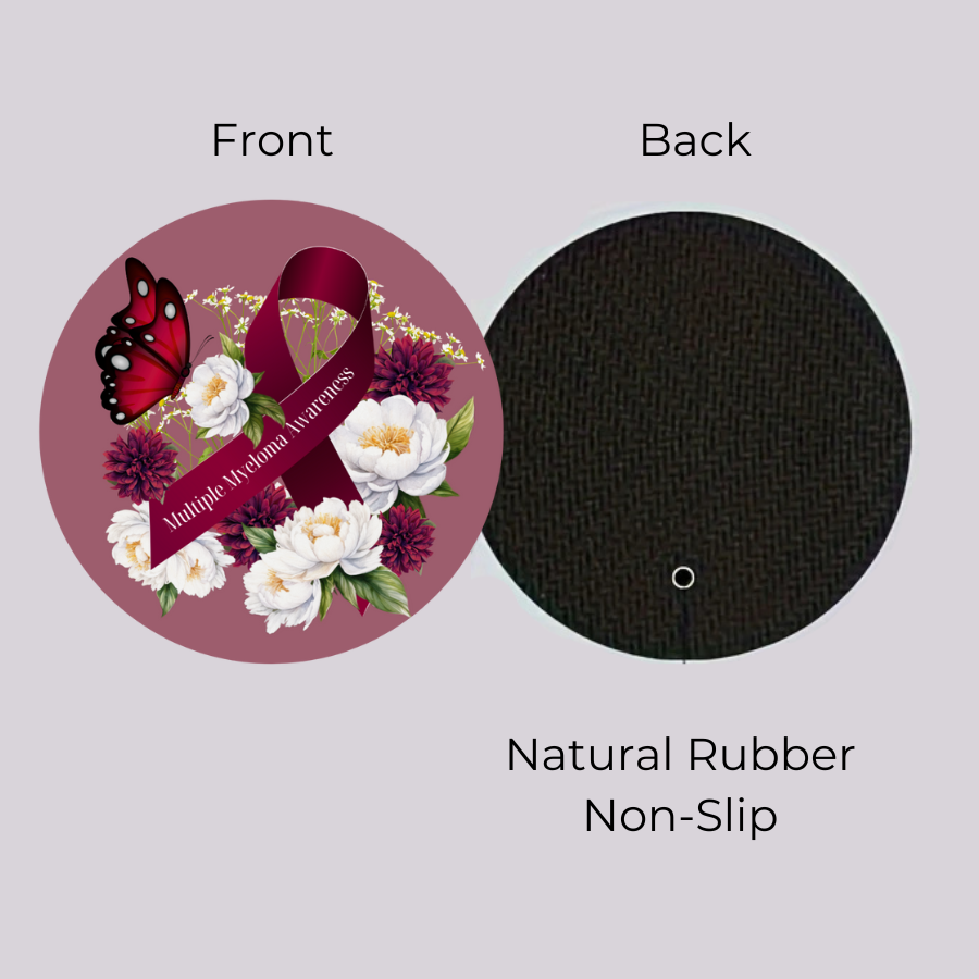 Myeloma Ribbon with Flowers Car Coaster