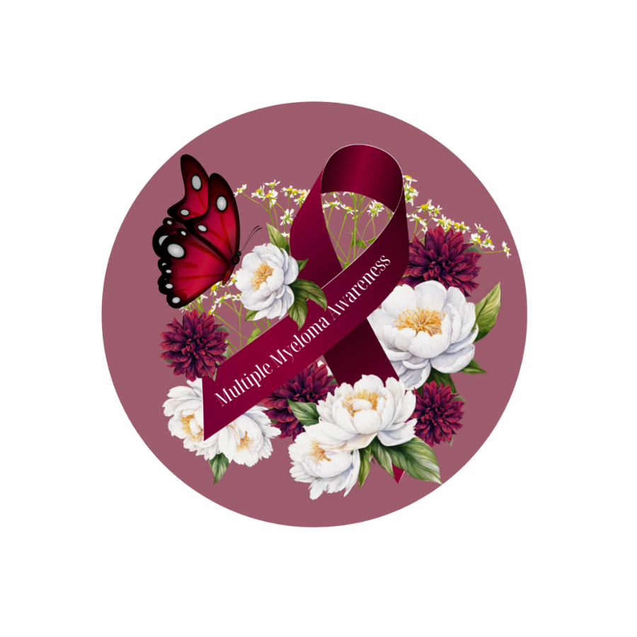 Myeloma Ribbon with Flowers Car Coaster