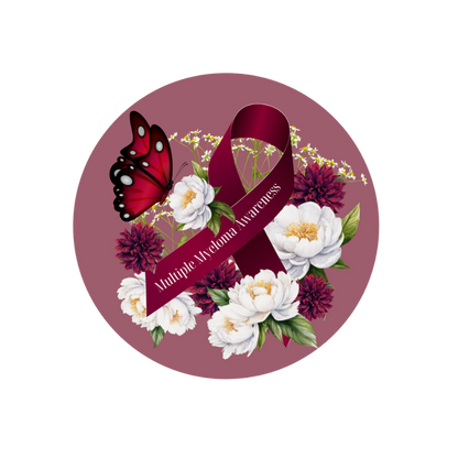 Myeloma Ribbon with Flowers Car Coaster