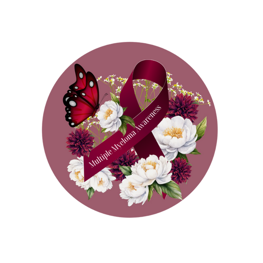 Myeloma Ribbon with Flowers Car Coaster