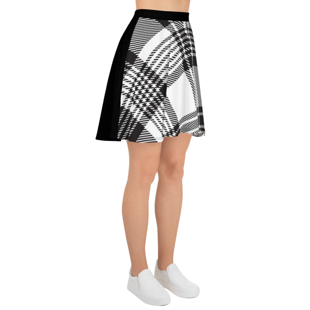 Black Plaid Skater Skirt