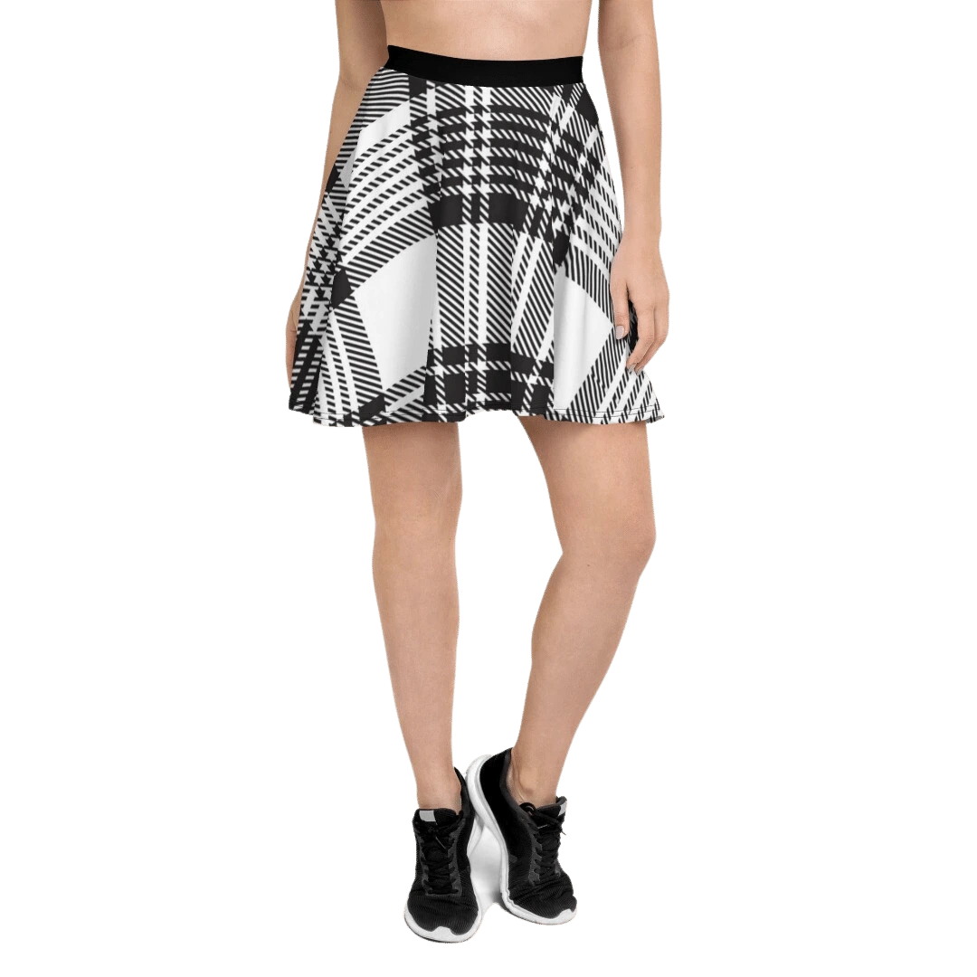 Black Plaid Skater Skirt