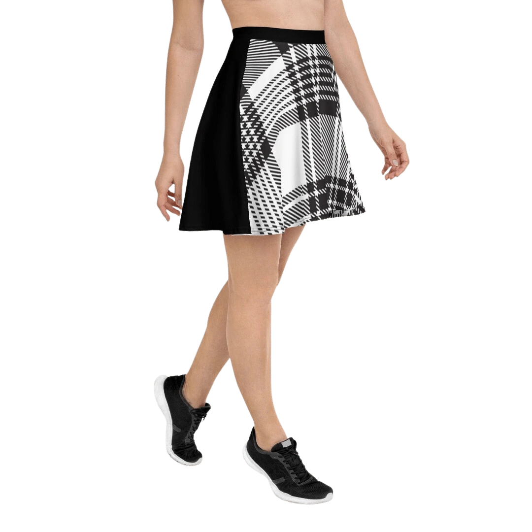 Black Plaid Skater Skirt