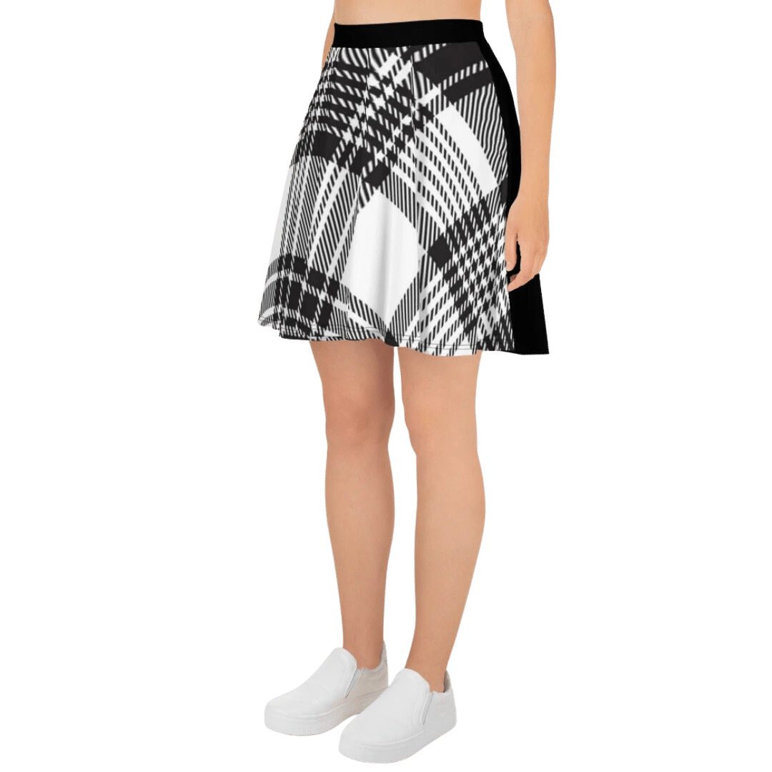 Black Plaid Skater Skirt