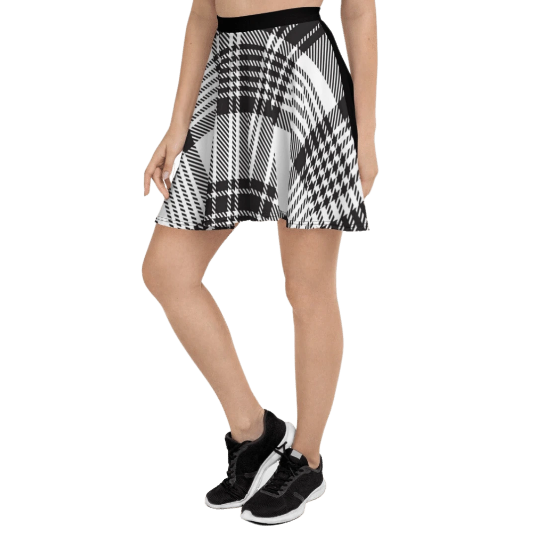 Black Plaid Skater Skirt